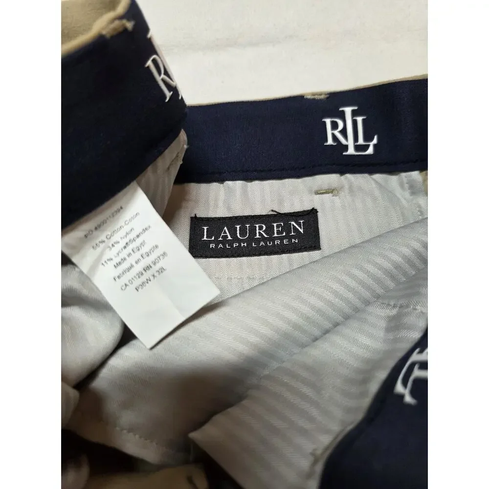 lauren ralph lauren dress pants mens 36x32 Khaki